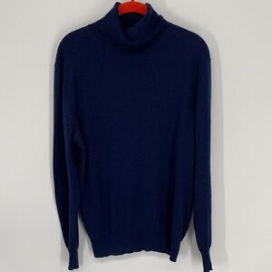 Neiman Marcus Cashmere Blend Deep Blue Turtleneck Sweater Size Medium